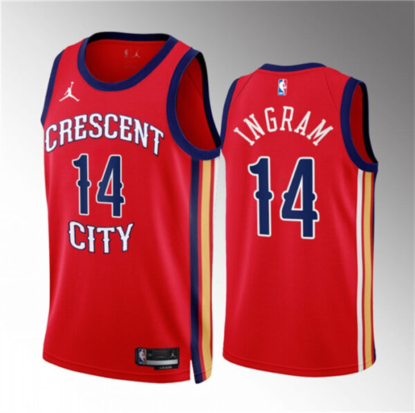 Men's New Orleans Pelicans #14 Brandon Ingram Red 2022 23 Statement Edition Stitched Basketball Jersey