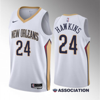 Men's New Orleans Pelicans #24 Jordan Hawkins White 2023 Draft Association Edition Stitched Basketball Jersey