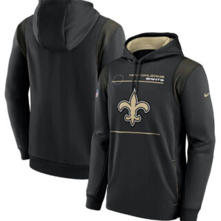 Men's New Orleans Saints 2021 Black Sideline Logo Performance Pullover Hoodie