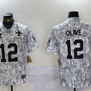 Men's New Orleans Saints #12 Chris Olave 2024 F.U.S.E Arctic Camo Salute To Service Limited Stitched Football Jersey