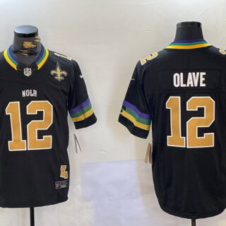Men's New Orleans Saints #12 Chris Olave Black 2024 F.U.S.E. Vapor Limited Stitched Jerseys