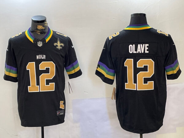 Men's New Orleans Saints #12 Chris Olave Black 2024 F.U.S.E. Vapor Limited Stitched Jerseys