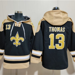 Men's New Orleans Saints #13 Michael Thomas Black Ageless Must-Have Lace-Up Pullover Hoodie