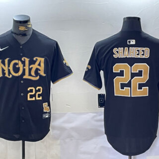 Men's New Orleans Saints #22 Rashid Shaheed Black Cool Base Stitched Baseball Jerseys