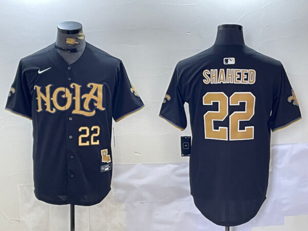 Men's New Orleans Saints #22 Rashid Shaheed Black Cool Base Stitched Baseball Jerseys