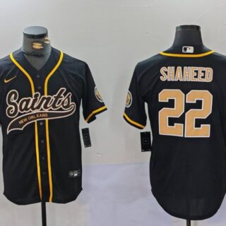 Men's New Orleans Saints #22 Rashid Shaheed Black Cool Base Stitched Baseball Jersey