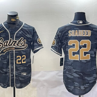 Men's New Orleans Saints #22 Rashid Shaheed Grey Camo With Patch Cool Base Stitched Baseball Jerseys