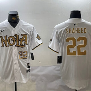 Men's New Orleans Saints #22 Rashid Shaheed White Cool Base Stitched Baseball Jersey