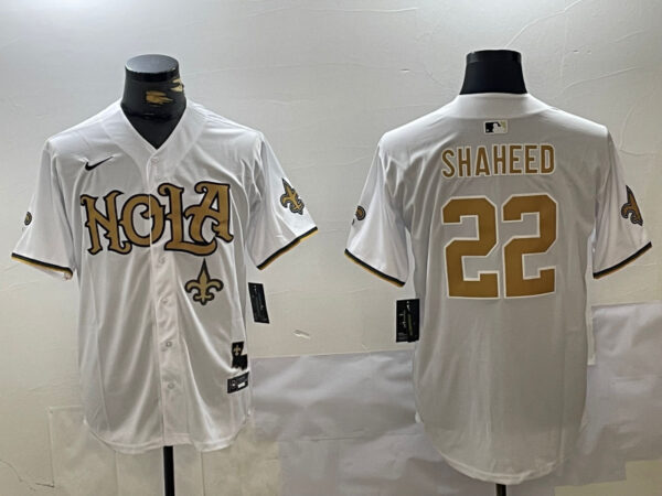 Men's New Orleans Saints #22 Rashid Shaheed White Cool Base Stitched Baseball Jerseys