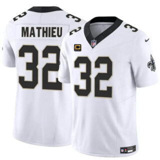 Men's New Orleans Saints #32 Tyrann Mathieu White 2024 F.U.S.E With 4-Star C Patch Vapor Limited Stitched Football Jersey