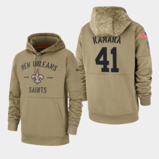 Men's New Orleans Saints #41 Alvin Kamara 2019 Salute to Service Sideline Therma Hoodie - Tan