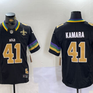 Men's New Orleans Saints #41 Alvin Kamara Black 2024 F.U.S.E. Vapor Limited Stitched Jerseys