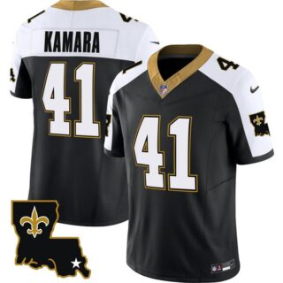 Men's New Orleans Saints #41 Alvin Kamara Black White 2023 F.U.S.E. 1987 Legacy Vapor Stitched Jersey