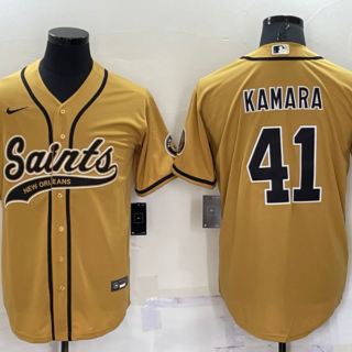 Men's New Orleans Saints #41 Alvin Kamara Gold Cool Base Stitched Baseball Jersey
