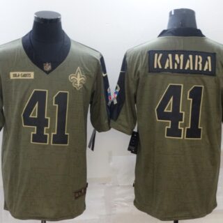 Men's New Orleans Saints #41 Alvin Kamara Nike Olive 2021 Salute To Service Limited Player Jersey