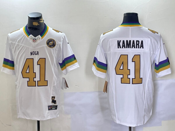 Men's New Orleans Saints #41 Alvin Kamara White 1987 Legacy Cool Base Stitched Baseball Jerseys