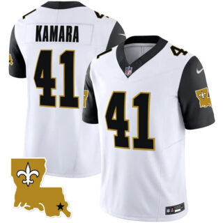 Men's New Orleans Saints #41 Alvin Kamara White Black 2023 F.U.S.E. 1987 Legacy Vapor Stitched Jersey