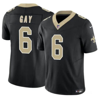 Men's New Orleans Saints #6 Willie Gay Back 2023 F.U.S.E. Vapor Limited Stitched Football Jersey