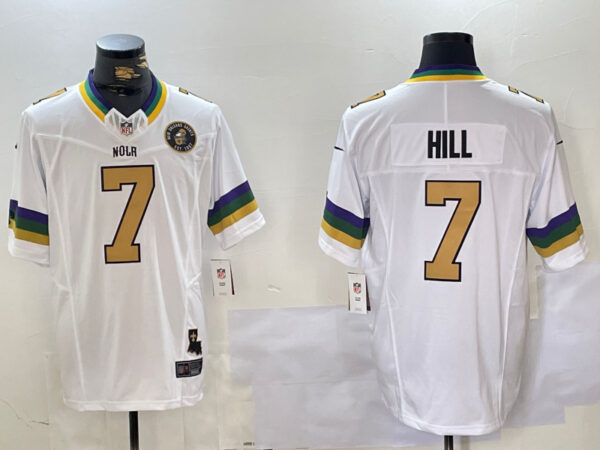 Men's New Orleans Saints #7 Taysom Hill White 2024 F.U.S.E. Vapor Limited Stitched Jerseys