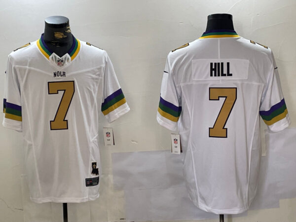 Men's New Orleans Saints #7 Taysom Hill White 2024 F.U.S.E. Vapor Limited Stitched Jerseys