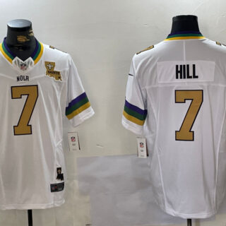 Men's New Orleans Saints #7 Taysom Hill White 2024 F.U.S.E. Vapor Limited Stitched Jerseys