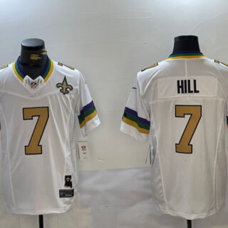 Men's New Orleans Saints #7 Taysom Hill White Vapor Limited Stitched Football Jersey
