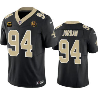 Men's New Orleans Saints #94 Cameron Jordan Black 2023 F.U.S.E. With 4-Star C Patch And John Madden Patch Vapor Limited Stitched Football Jersey