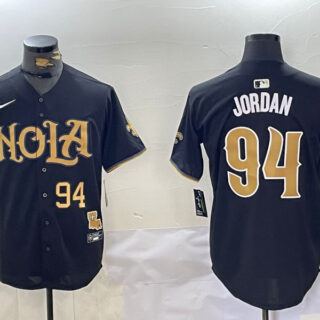 Men's New Orleans Saints #94 Cameron Jordan Black Cool Base Stitched Baseball Jerseys