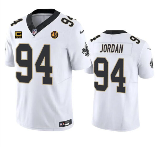 Men's New Orleans Saints #94 Cameron Jordan White 2023 F.U.S.E. With 4-Star C Patch And John Madden Patch Vapor Limited Stitched Football Jersey