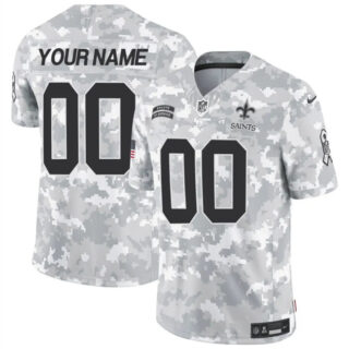 Men's New Orleans Saints Active Player Custom 2024 F.U.S.E Arctic Camo Salute To Service Limited Stitched Football Jersey