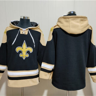 Men's New Orleans Saints Blank Black Ageless Must-Have Lace-Up Pullover Hoodie