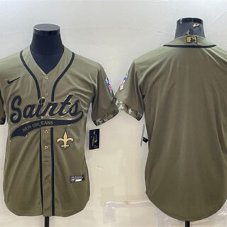 Men's New Orleans Saints Blank Olive 2022 Salute To Service Cool Base Stitched Baseball Jersey