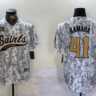 Men's New Orleans Saints Team #41 Alvin Kamara 2024 Arctic Camo Salute To Service Stitched Baseball Jersey