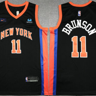 Men's New Yok Knicks #11 Jalen Brunson Black Stitched Basketball Jersey