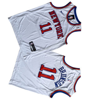 Men's New Yok Knicks #11 Jalen Brunson White Stitched Basketball Jersey
