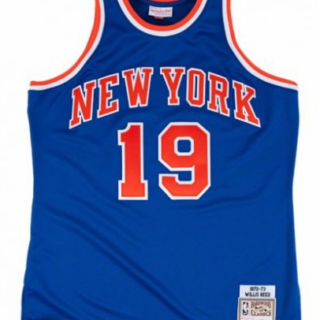 Men's New Yok Knicks #19 Willis Reed 1972-73 Blue Throwback Stitched Jersey