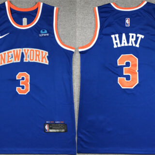 Men's New Yok Knicks #3 Josh Hart Blue Stitched Basketball Jersey
