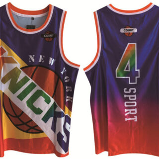 Men's New Yok Knicks #4 Derrick Rose Purple Print Basketball Jersey
