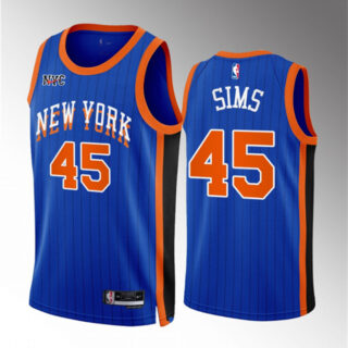Men's New Yok Knicks #45 Jericho Sims Blue 2023 24 City Edition Stitched Basketball Jersey