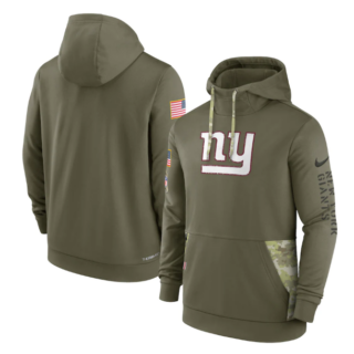 Men's New York Giants 2022 Olive Salute To Service Therma Performance Pullover Hoodie