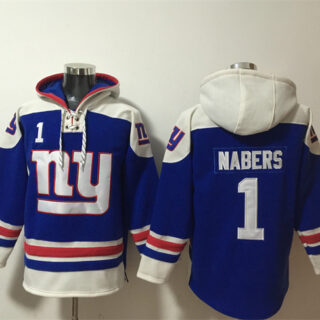 Men's New York Giants #1 Malik Nabers Blue Ageless Must-Have Lace-Up Pullover Hoodie