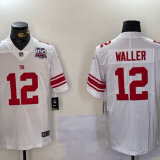 Men's New York Giants #12 Darren Waller White With 100TH Season Patch Vapor Untouchable Limited Stitched Jersey