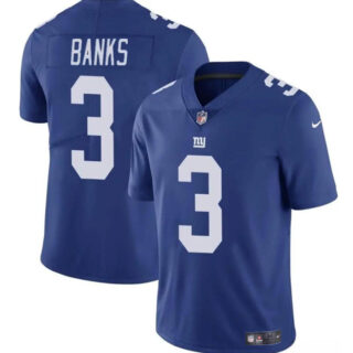 Men's New York Giants #3 Deonte Banks Blue Vapor Untouchable Limited Stitched Jersey