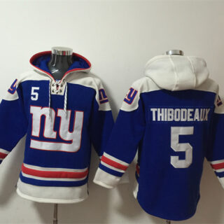 Men's New York Giants #5 Kayvon Thibodeaux Blue Ageless Must-Have Lace-Up Pullover Hoodie