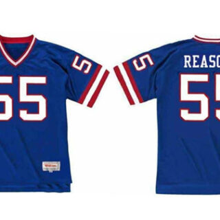 Men's New York Giants #55 Gary Reasons Blue Stitched Jersey