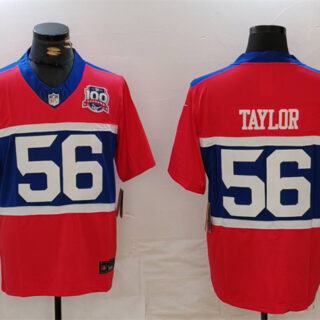 Men's New York Giants #56 Lawrence Taylor Century Red 100TH Season Commemorative Patch Limited Stitched Football Jersey