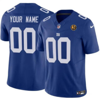 Men's New York Giants Active Player Custom Blue 2023 F.U.S.E. With John Madden Patch Vapor Limited Stitched Football Jersey