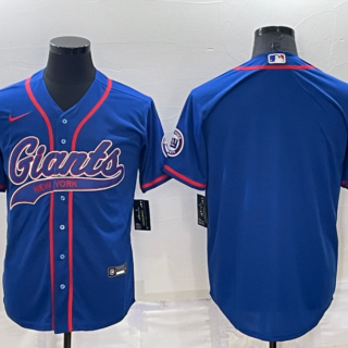 Men's New York Giants Blank Blue Cool Base Stitched Baseball Jersey