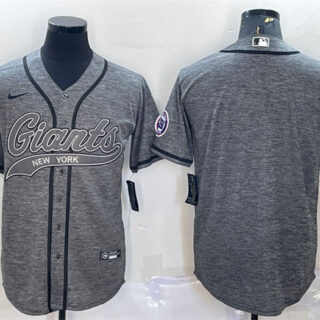 Men's New York Giants Blank Grey With Patch Cool Base Stitched Baseball Jersey