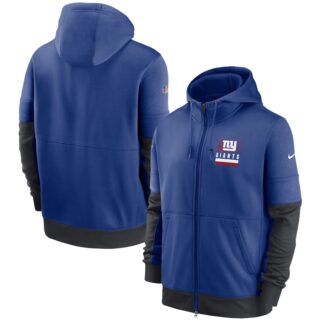 Men's New York Giants New 2020 Nike Royal Black Fan Gear Mascot Performance Full Zip Hoodie